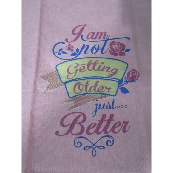 Witty Senior Birthday Aging Gracefully Tea Towels Set Pink Purple Cotton NWOT - Picture 13 of 13